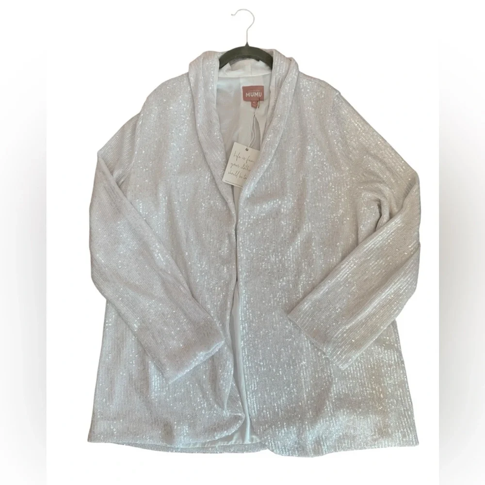 Show Me Your Mumu Dance Blazer in White Sequin